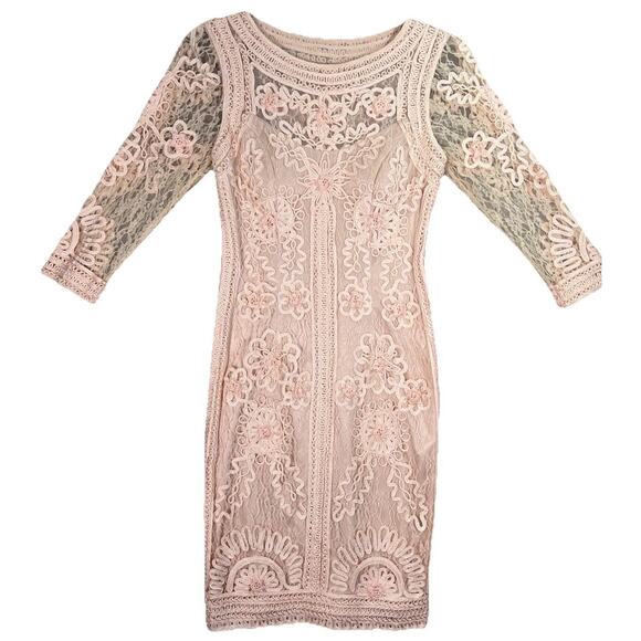 Sue Wong Nocturne Ribbon Lace Illusion Bodice Beige Dress 0 Mother of the Bride - Picture 3 of 16